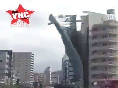 tall building falls apart  