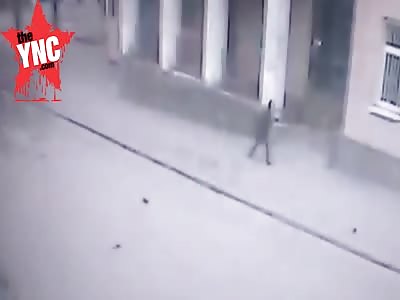 man hand explodes after picking up a Bomb Disguised As Flashlight