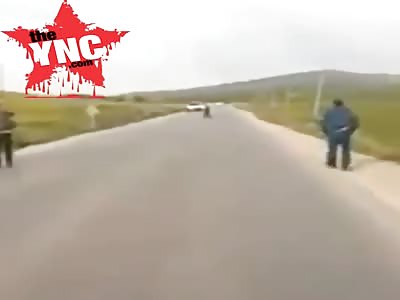 A terrorist blows himself up after being chase by the police 
