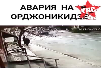 Woman at bus stop is hit by car and sent flying to her death