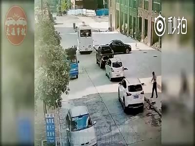 A 5 year old  boy is run over  after getting off a bus