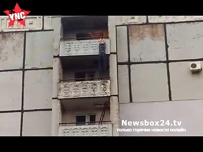 he wanted to get on the 9th floor but fell and died