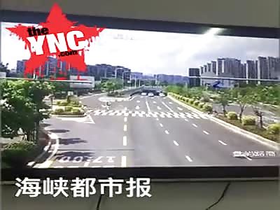 two boys riding a bike over the zebra crossing, one person was hit by flying more than 10 meters and died
