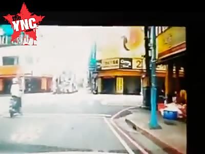 brutal car crash sending Electric rider flying 