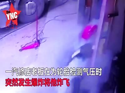 man died when a Tire  suddenly exploded next to him