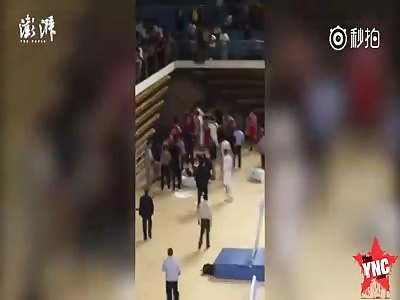 big fight after a  Chinese Basketball League match 