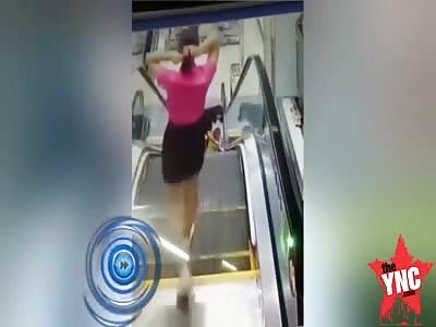 Escalator accident boys hand gets stuck