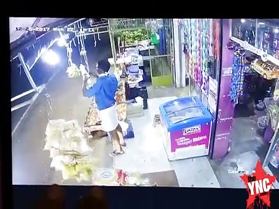 man killed when a car crashed into his shop in Kurukkol Village,Kerala State