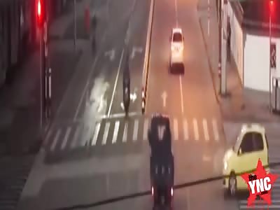 in Zhejiang a Man Burns alive in his Three-wheeler tricycle  when a sedan  crashed into him 