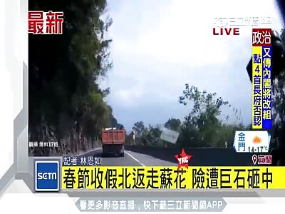 falling rock nearly kills a man in his car 