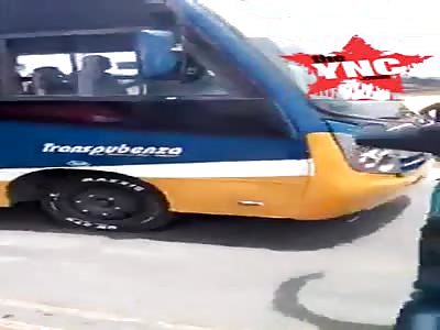 youth leg bone sticking out of his leg after he collided into a truck in Colombia 