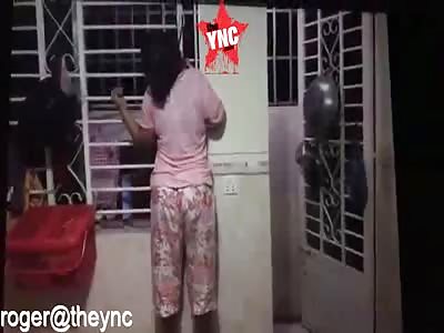 a woman hangs herself and her little girl