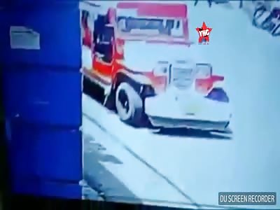 a two-year-old boy died after Being crushed by a Armored van in the Philippines 