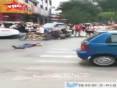 dead man on the zebra crossing no one helps him near the north Gate of Longtan Park 