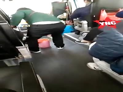 woman has a shit on the bus in public view 