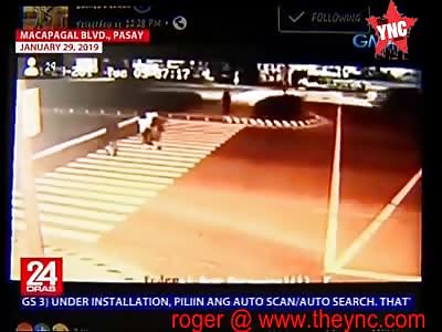students hit by car on the zebra crossing in the Philippines  