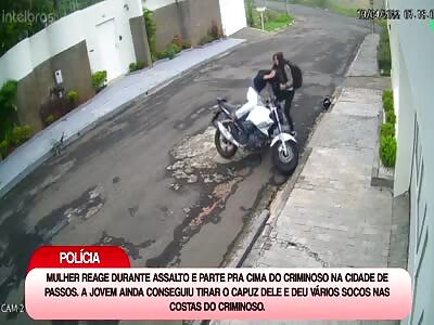 A woman attacks the 17 year old youth that tried to rob her in Passos