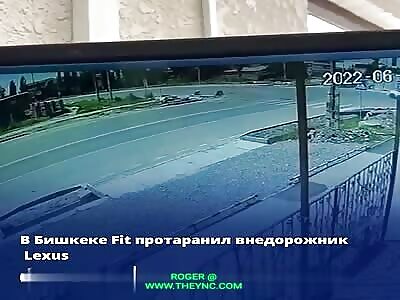 Honda Fit Vs Lexus GX470 Accident In Kyrgyzstan