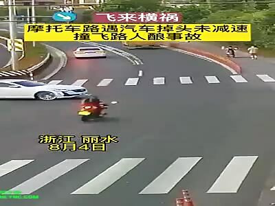 Motorcycleist collided into a Man in Jinyun