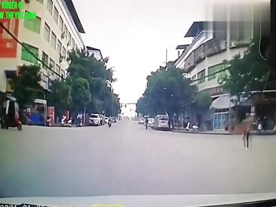 Wang in his electric tricycle was hit by a car in Guang'an