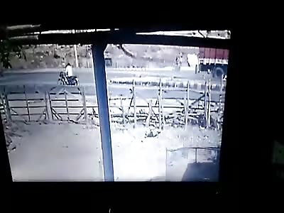 Truck Collides and Crushes Motorcyclist on the Road
