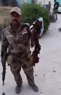 Remains of terrorist Suicide Bomber in Alepo , Syria