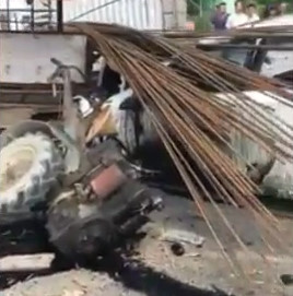 Driver impaled by iron rods