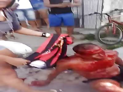 Thief in Agony after Brutally Beaten and Stoned