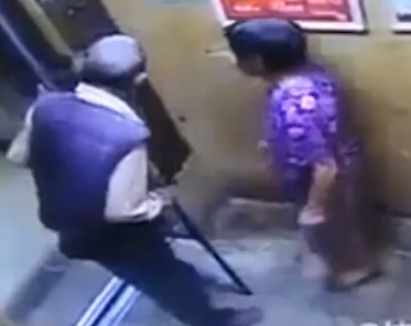 Horny Old Man inside Elevator