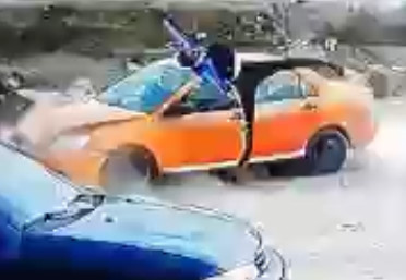 Motorcyclist Disregards Attention to Road, Crashes in a Car