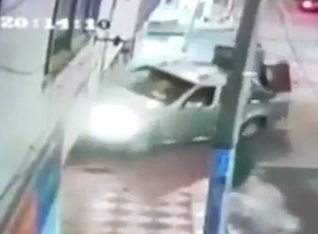 Man walking is Crushed against House by Drunk Driver...