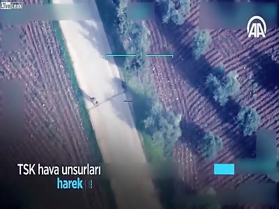 YPG booby traps escaping Civilians. [DRONE FOOTAGE] +Air Bombardment