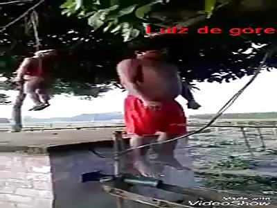 Man hangs with his son