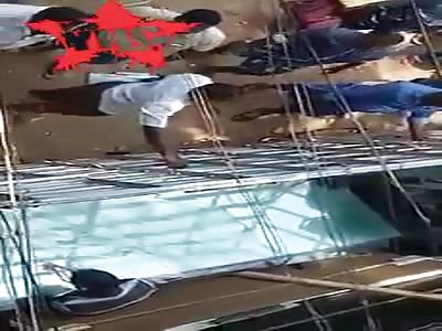 Occupational accident man trapped