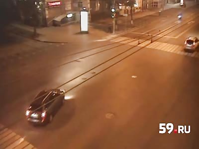 High Speed Bikers Crash Into Car.