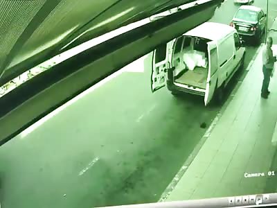 Female Cyclist Ends Up In The Back Of A Van.