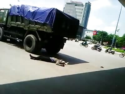 Woman left with crushed head after truck hits her