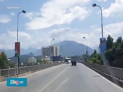 Motorcyclist slams straight into a coach