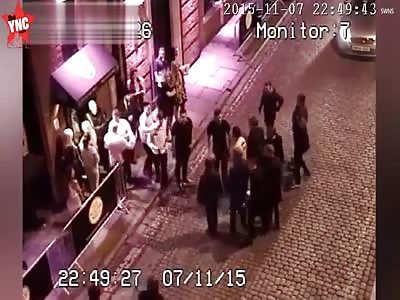 Football hooligans attack rival fans