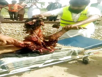 Picking up ripped up human body pieces after train accident