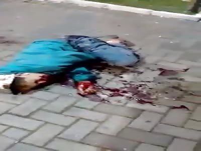 Thief in agony and covered in blood after being shot