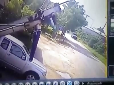 Motorcyclist smashes into a car