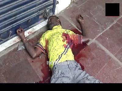 Murdered man being devoured by flies