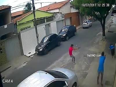 (Better angle) Man killed with multiple shots in the street