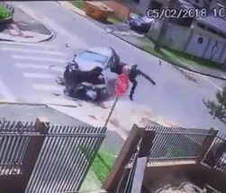 Biker Sent into Somersault in Horrific Crash