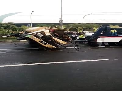Truck Flips Over With Dead Man Inside