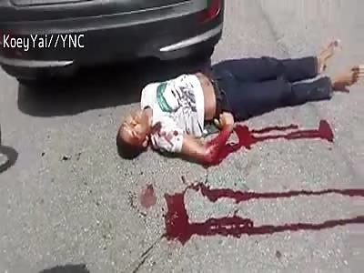 Thief Agonizing after Getting Run Over