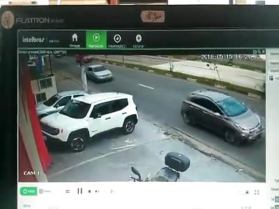 Bandit Smashes into Biker Ending Police Chase