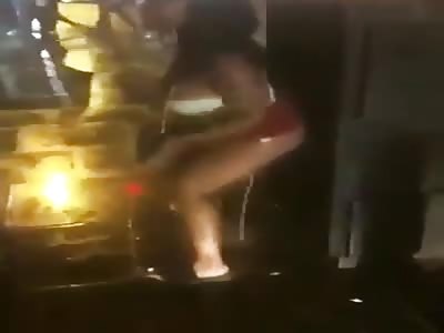 Gross Bitch Pisses Right Out in the Middle of the Street in London