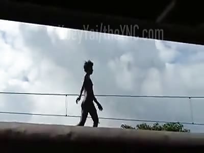 Naked Mentally Handicapped Woman Electrocuted on Top of Train